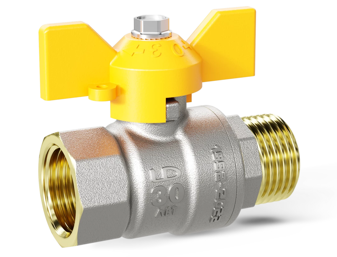 Кран шаровый латунныйLD Pride  газ ВР/НР Ду 15 (1/2") Ру 40 бабочка 
