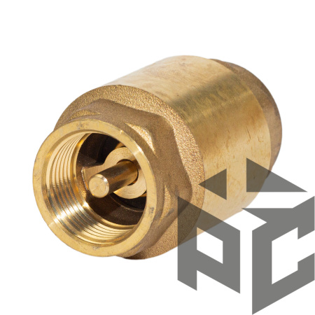 Клапан обратный латунный осевой Ду 32 Ру 16 (гор.вода) фото. Клапан обратный латунный осевой Ду 32 Ру 16 (гор.вода) оптом и в розницу. Доставка по РФ. Клапан обратный латунный осевой Ду 32 Ру 16 (гор.вода) от производителя "Рускон"