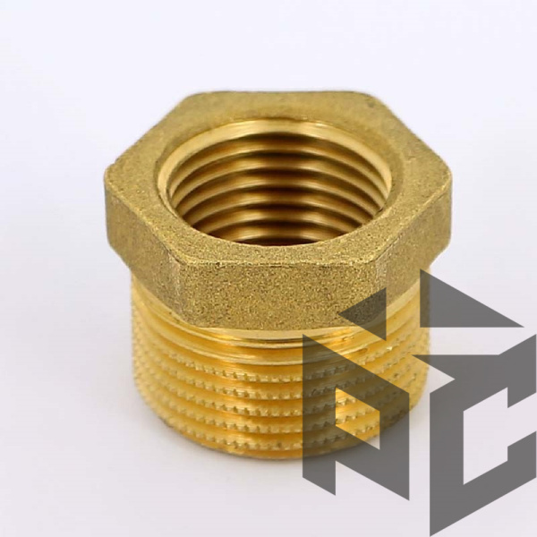 Футорка латунь НР/ВР Ду 32x40 (1 1/2"х1 1/4") фото. Футорка латунь НР/ВР Ду 32x40 (1 1/2"х1 1/4") оптом и в розницу. Доставка по РФ. Футорка латунь НР/ВР Ду 32x40 (1 1/2"х1 1/4") от производителя "Рускон"